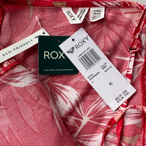 Roxy Land Of Life Burnt Orange Floral Midi Eco-Friendly Dress Womens Size XL - Picture 4 of 8